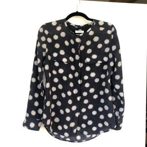 Equipment silk blouse, size S, navy/white flowers